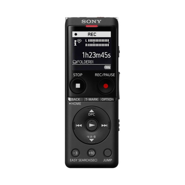 Sony icdux570 negra grabadora de voz digital oled 4gb pcm mp3 + bolsa de transporte